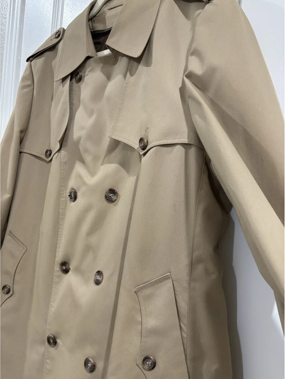 Christian Dior Paris Trench Coat Monsieur Mens 44R Tan, Wool Liner,  L 43” Clean